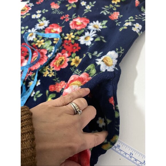 Shefly Floral Fleece Hoodie w/ Pompon Drawstring Women's Size M - Picture 5 of 8